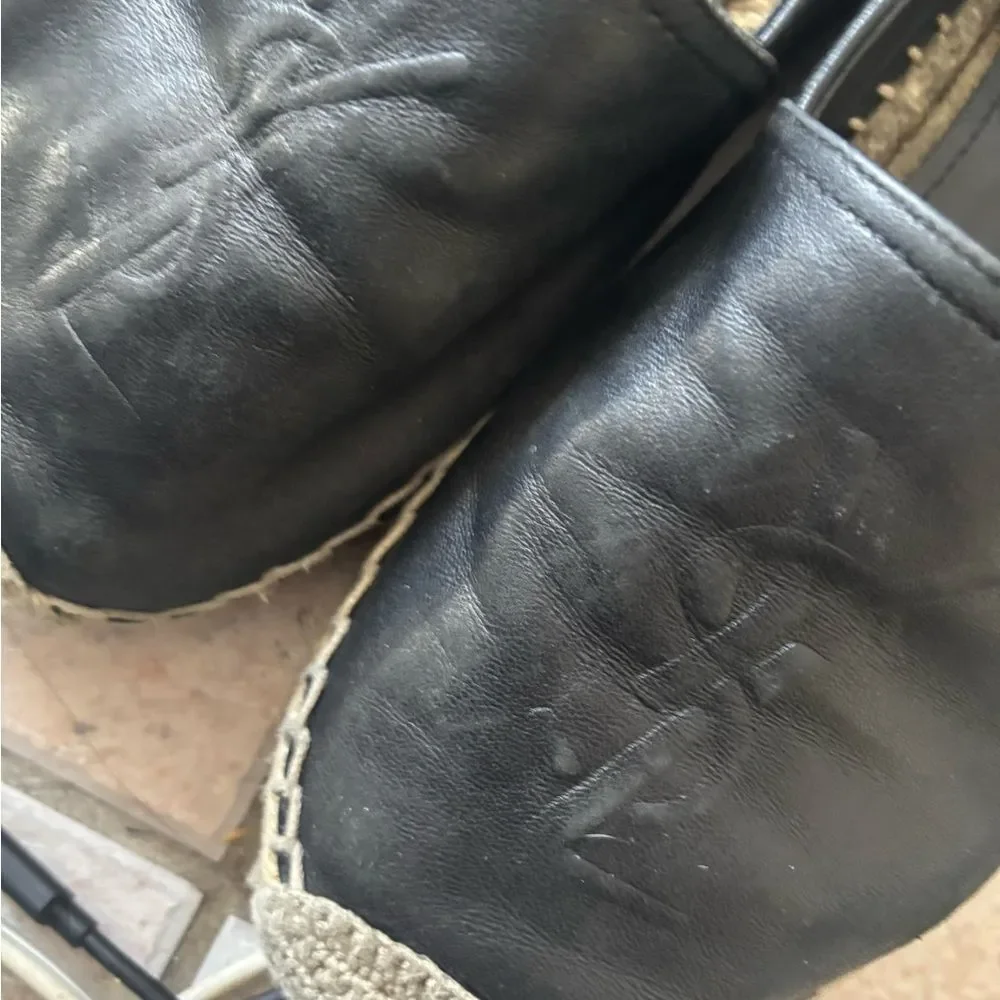ysl logo flats SAINT LAURENT Lambskin Monogram Espadrilles wedges driving shoes
